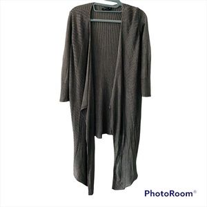 Eileen Fisher  Open Front Silk Linen Blend Long Cardigan Size Medium